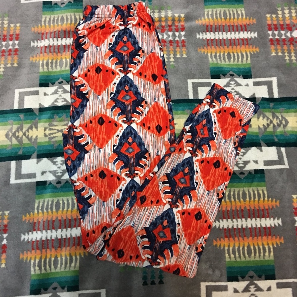 Agnes and Dora Orange/Blue Leggings, Size XL